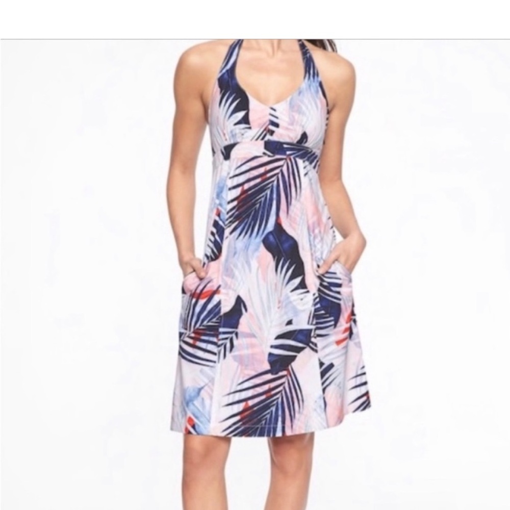 Athleta Pack Everywhere Tropical Halter Dress Travel Wrinkle Resistant